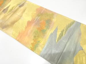 アンティーク　遠山に樹木模様織り出し袋帯（着用可）